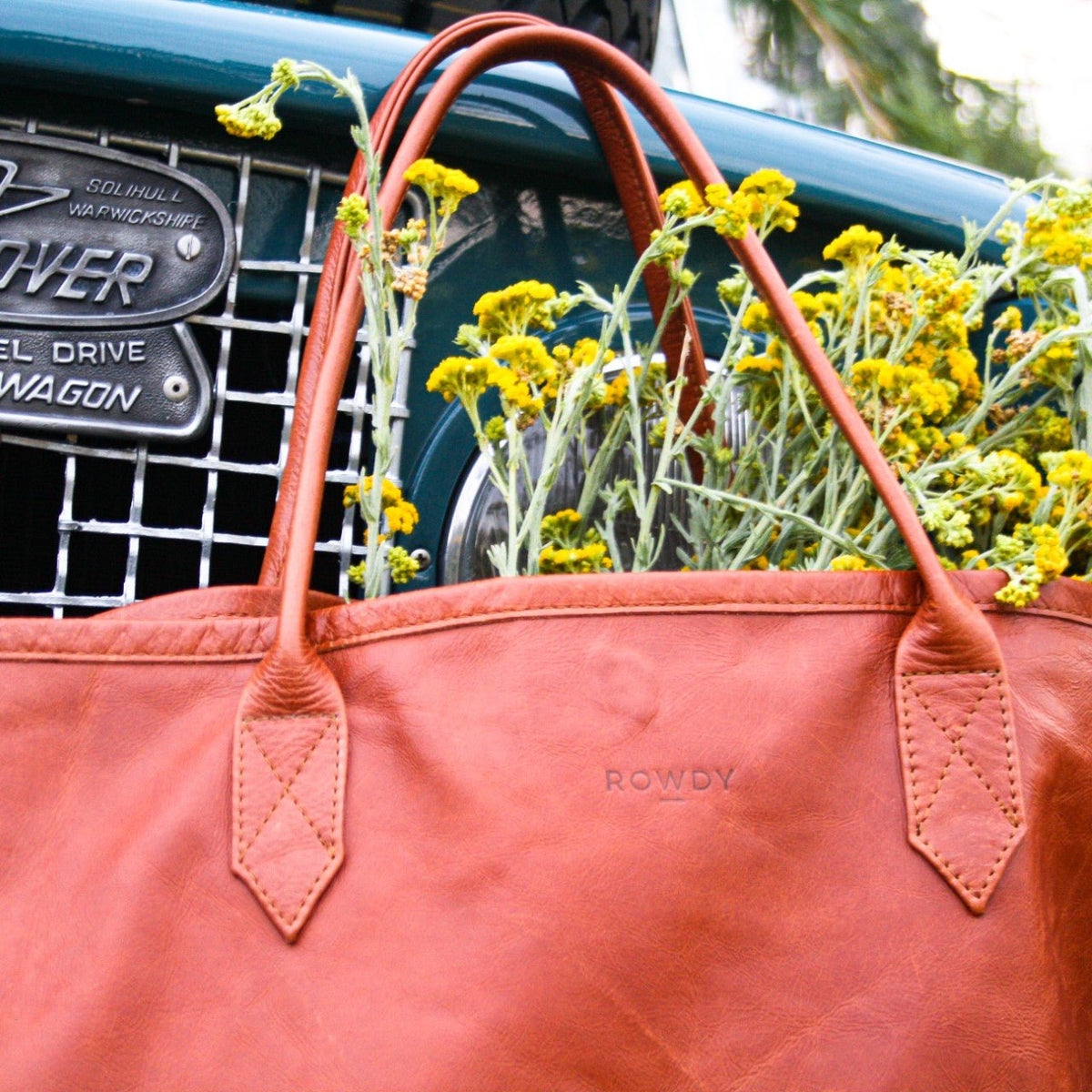 Rowdy Leather Tote Bag For Women, Russet Brown 'Maple', Soft & Natural Aniline Leather, Zipper Closure