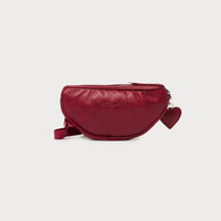 Rowdy Moon Bag bag in Magma full-aniline leather, front view with shoulder strap