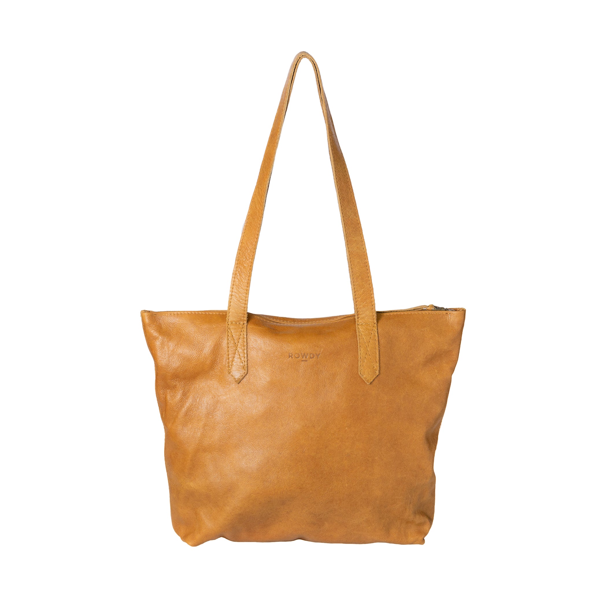 Rowdy Leather Tote Bag For Women, Russet Brown 'Maple', Soft & Natural Aniline Leather, Zipper Closure